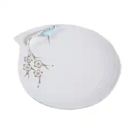 Jiallo - 9.5" Ceramic Plate with Bird and Gold Flowers - Blue
