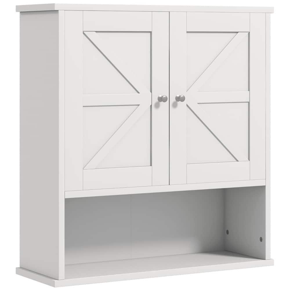 SlickBlue - Wall Mounted Bathroom Cabinet with Doors for Storage and Organization - White