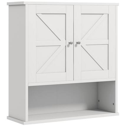 Front. SlickBlue - Wall Mounted Bathroom Cabinet with Doors for Storage and Organization - White.