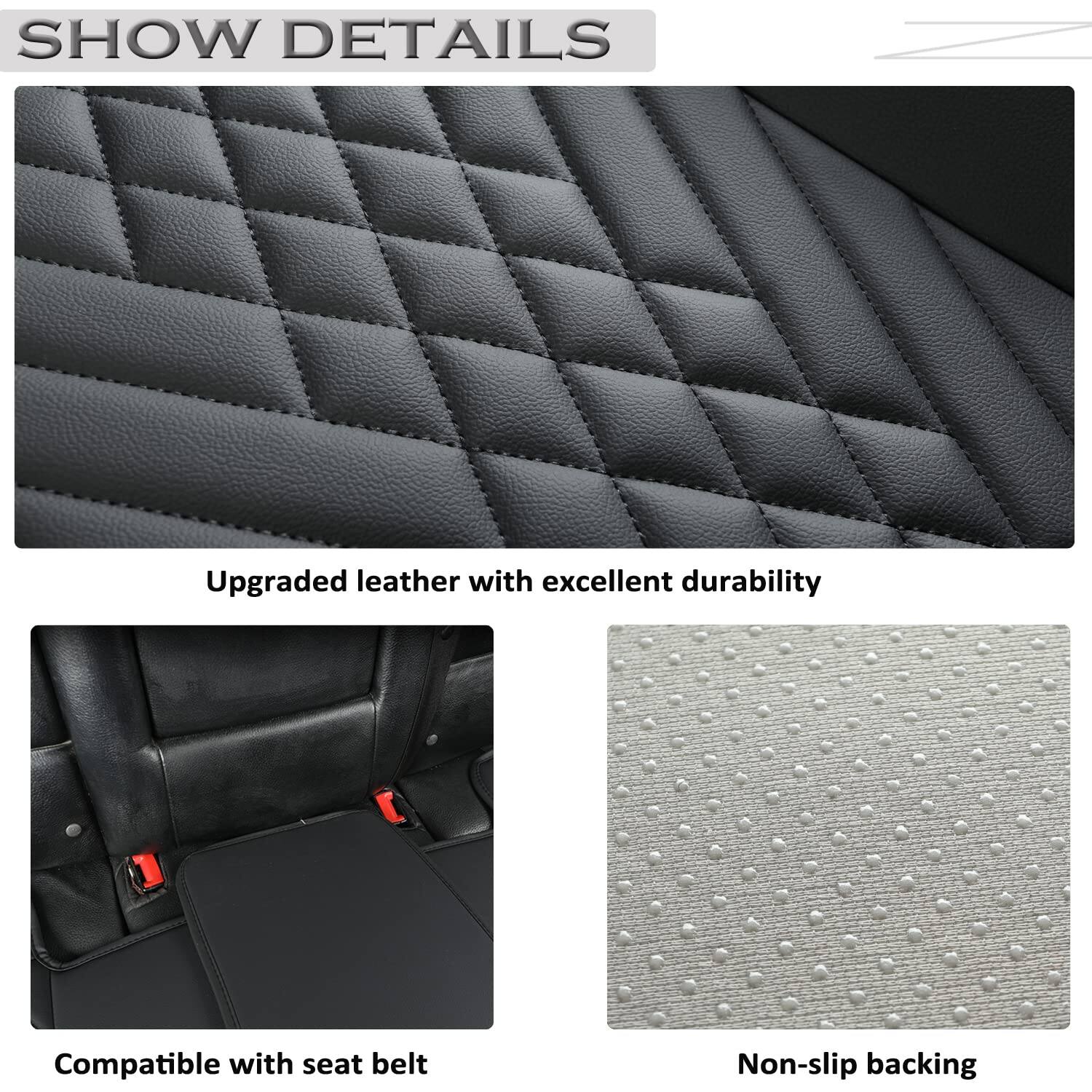 SHOW DETAILS

Upgraded leather with excellent durability

Compatible with seat belt

Non-slip backing
