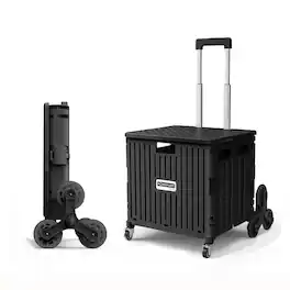 Viviendo - 65L Foldable Utility Cart - Climbing Wheels & Metal Telescopic Handle, Portable Collapsible Handcart - Black