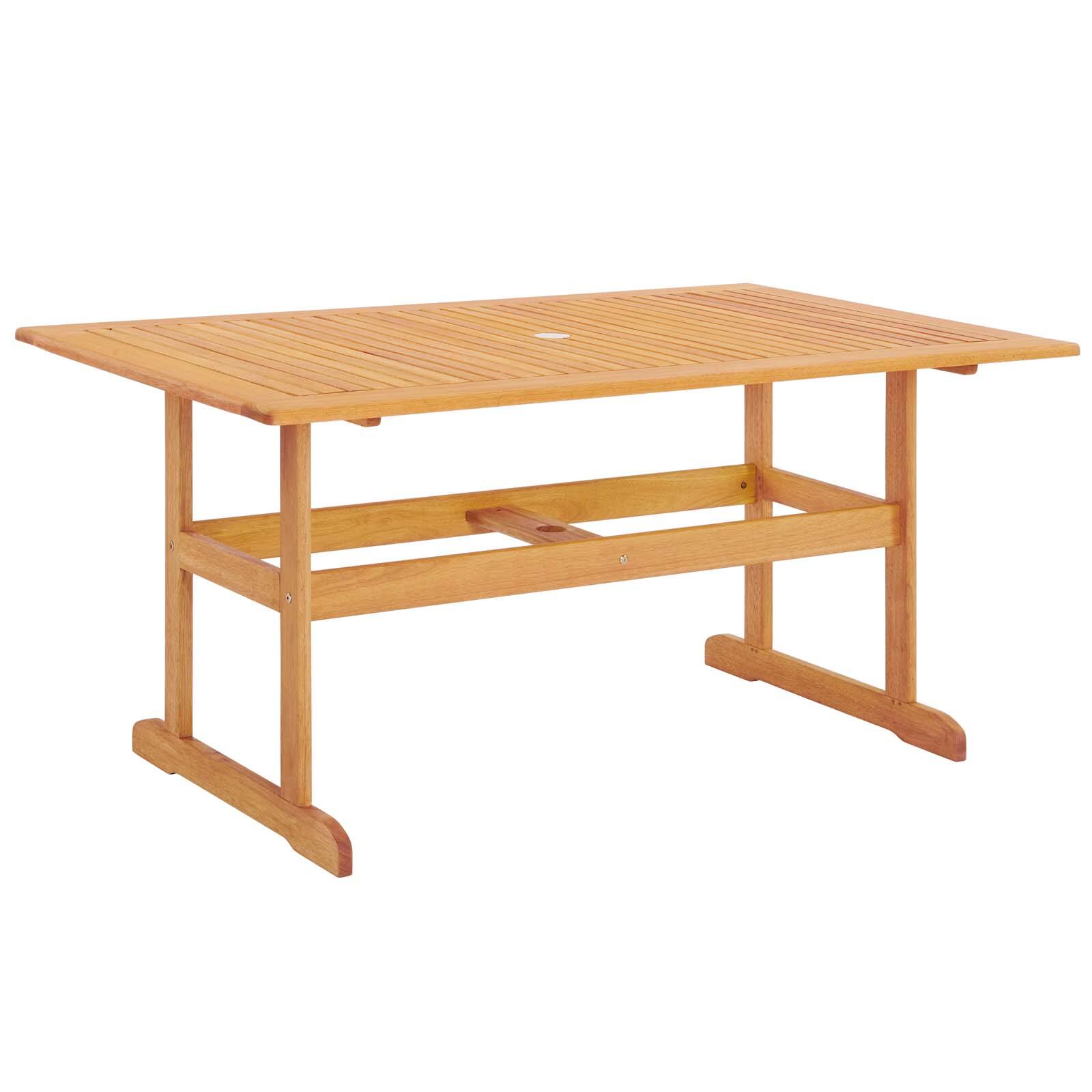 Angle. Modway - Hatteras 59" Rectangle Outdoor Patio Eucalyptus Wood Dining Table by Modway - Natural.