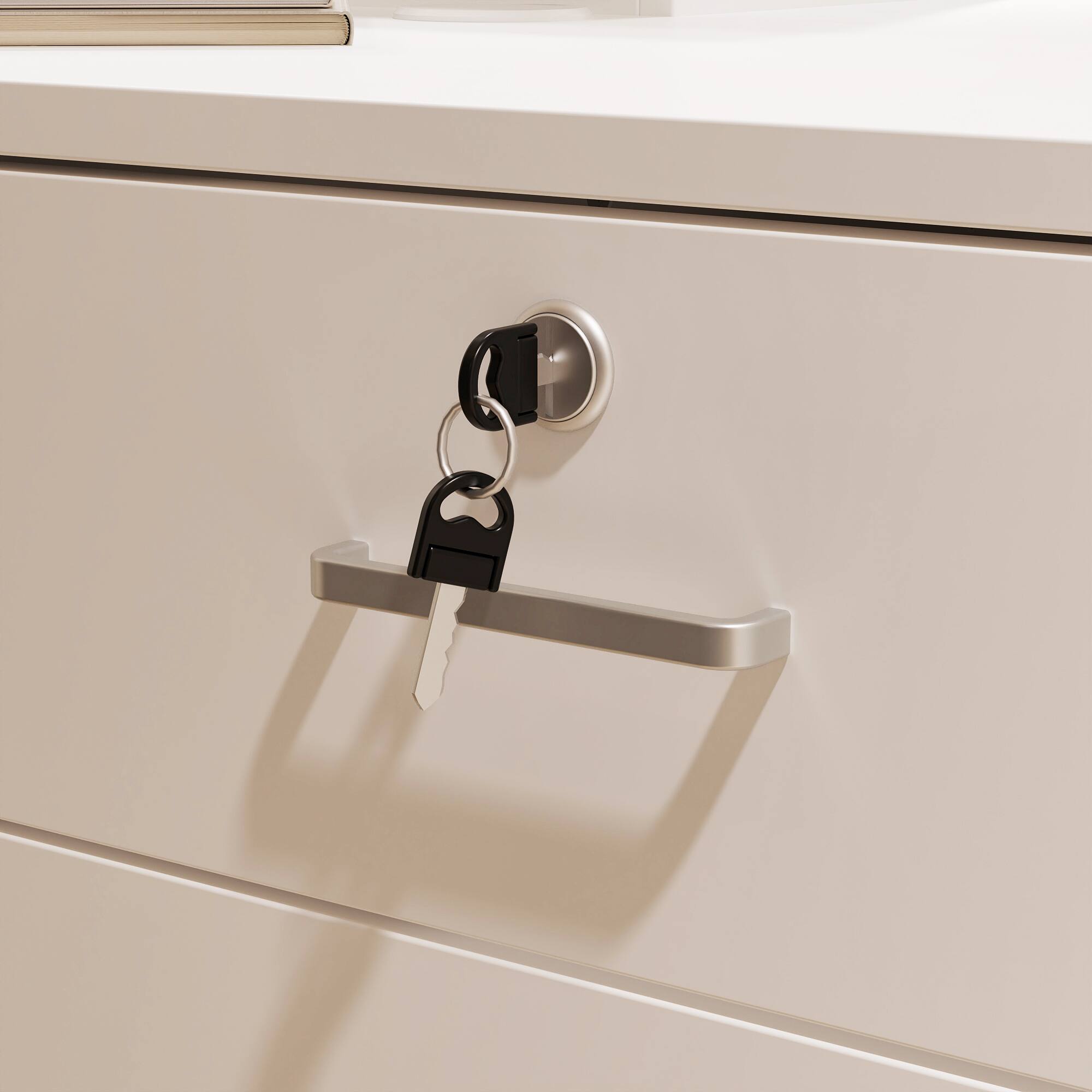 Alt View 9. Famapy - 61" White Reception Desk with LED Light, Locking Drawers, Keyboard Tray, Salon Office Counter - White.
