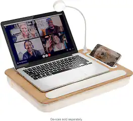 LapGear - Sidekick Pro Lap Desk with LED Conference Light - White Oak Woodgrain