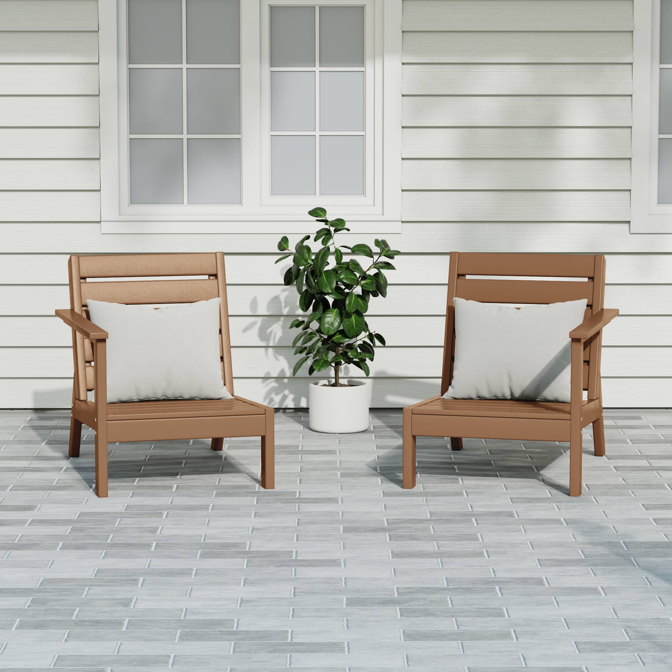 Angle. WestinTrends - WestinTrends Avalon Outdoor Patio HDPE Deep Seating Sectional Loveseat - Teak.