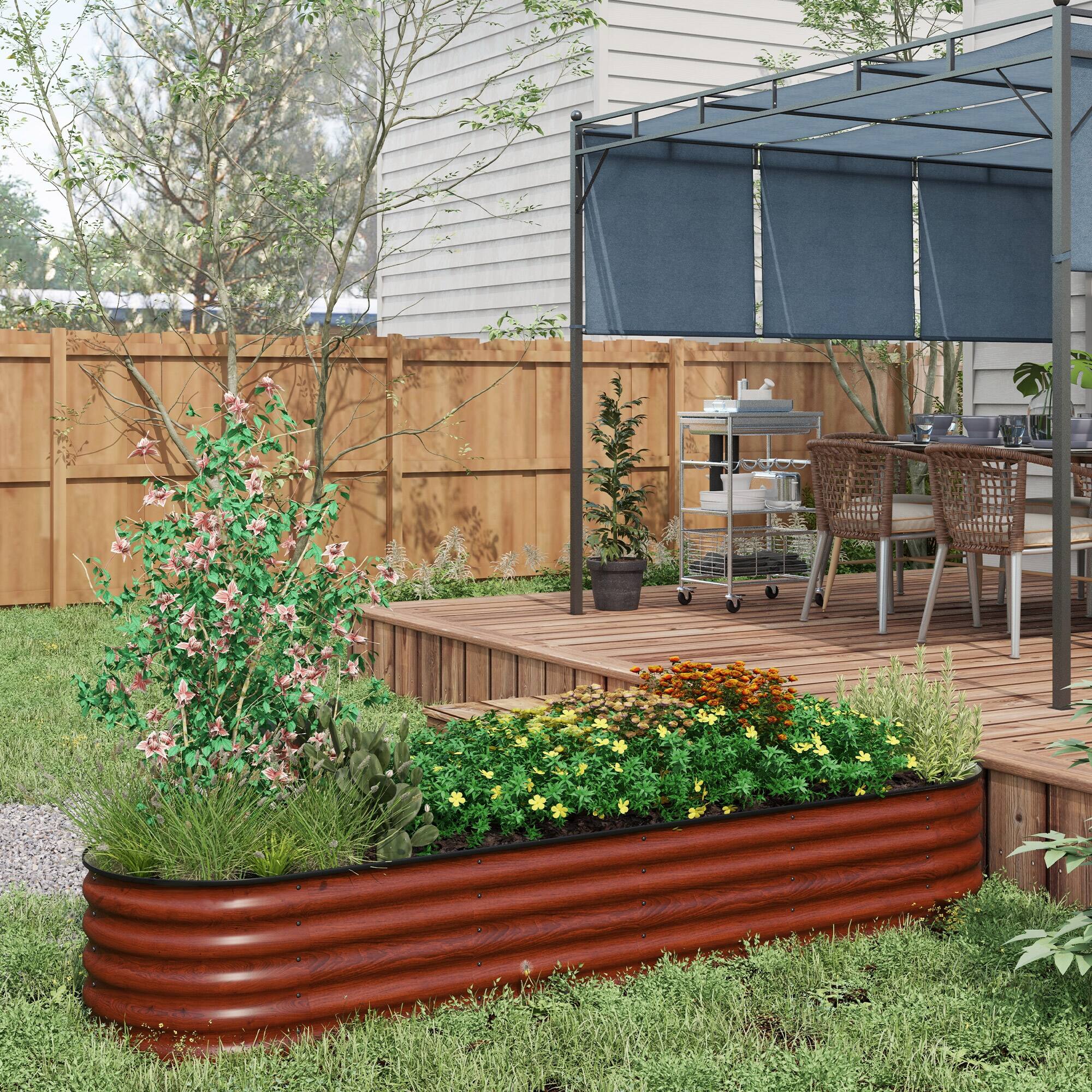 Alt View 1. Outsunny - x 2' x 1.4' Galvanized Raised Garden Bed Kit - Brown.