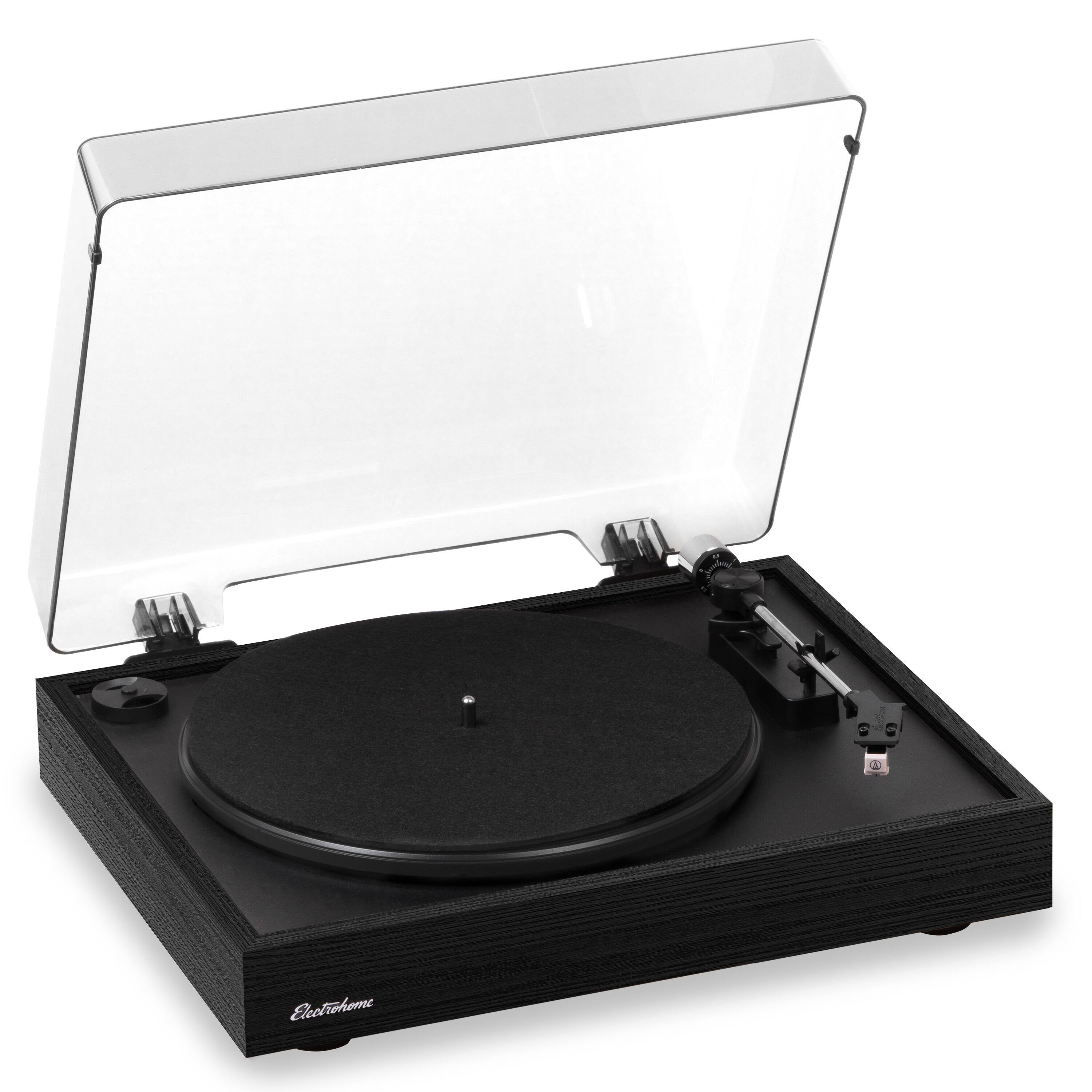 Electrohome - Montrose Vinyl Record Player, Belt-Drive Turntable, Audio-Technica Stylus, Built-in Preamp, Auto-Stop - Black