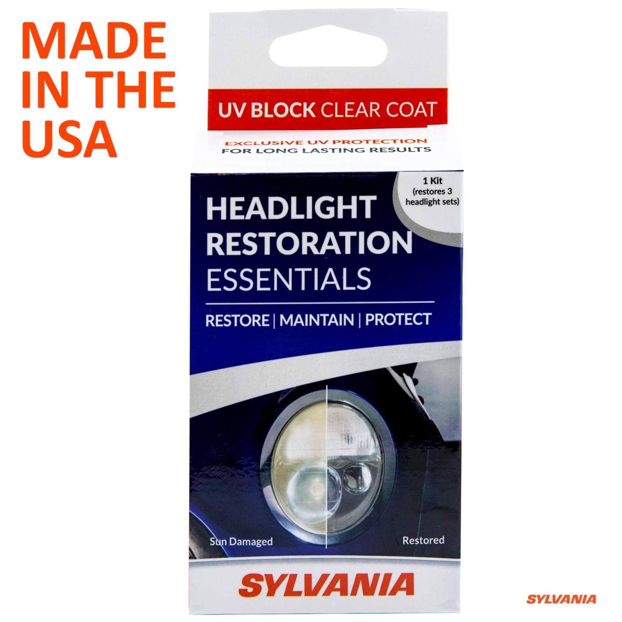 MADE IN THE USA

UV BLOCK CLEAR COAT

EXCLUSIVE UV PROTECTION FOR LONG LASTING RESULTS

HEADLIGHT RESTORATION ESSENTIALS

RESTORE | MAINTAIN | PROTECT

1 Kit (restores 3 headlight sets)

Sun Damaged | Restored

SYLVANIA
