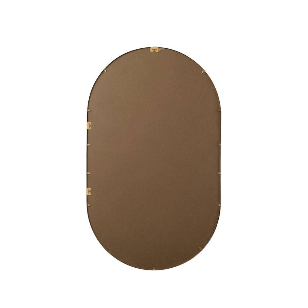 Angle. Elegant Decor - Metal Frame Oval Mirror 36x60 Inch in Brass - Brass.
