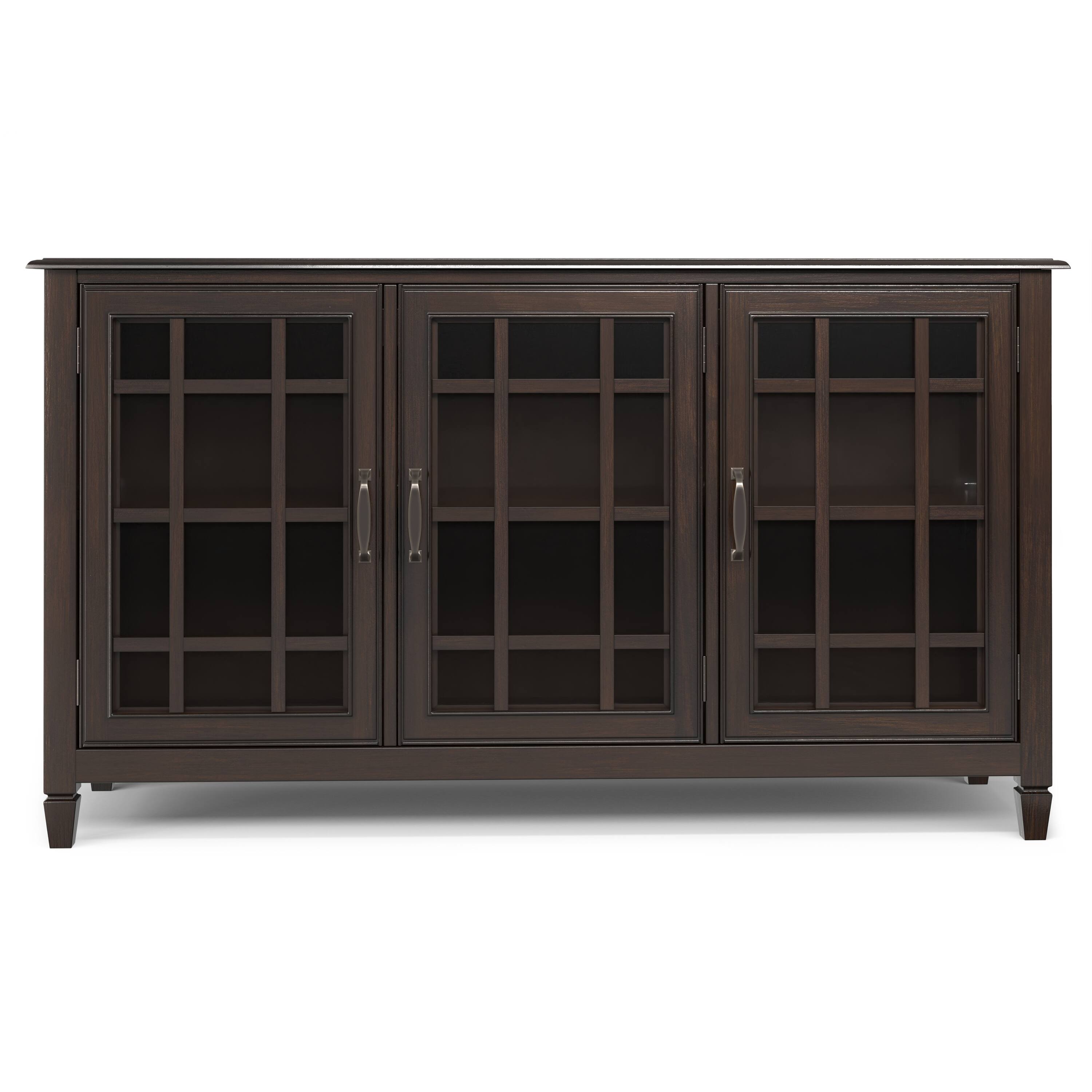 Left. Simpli Home - Connaught SOLID WOOD 60 inch Wide Traditional Wide Storage Cabinet Buffet in Chestnut Brown - Chestnut Brown.