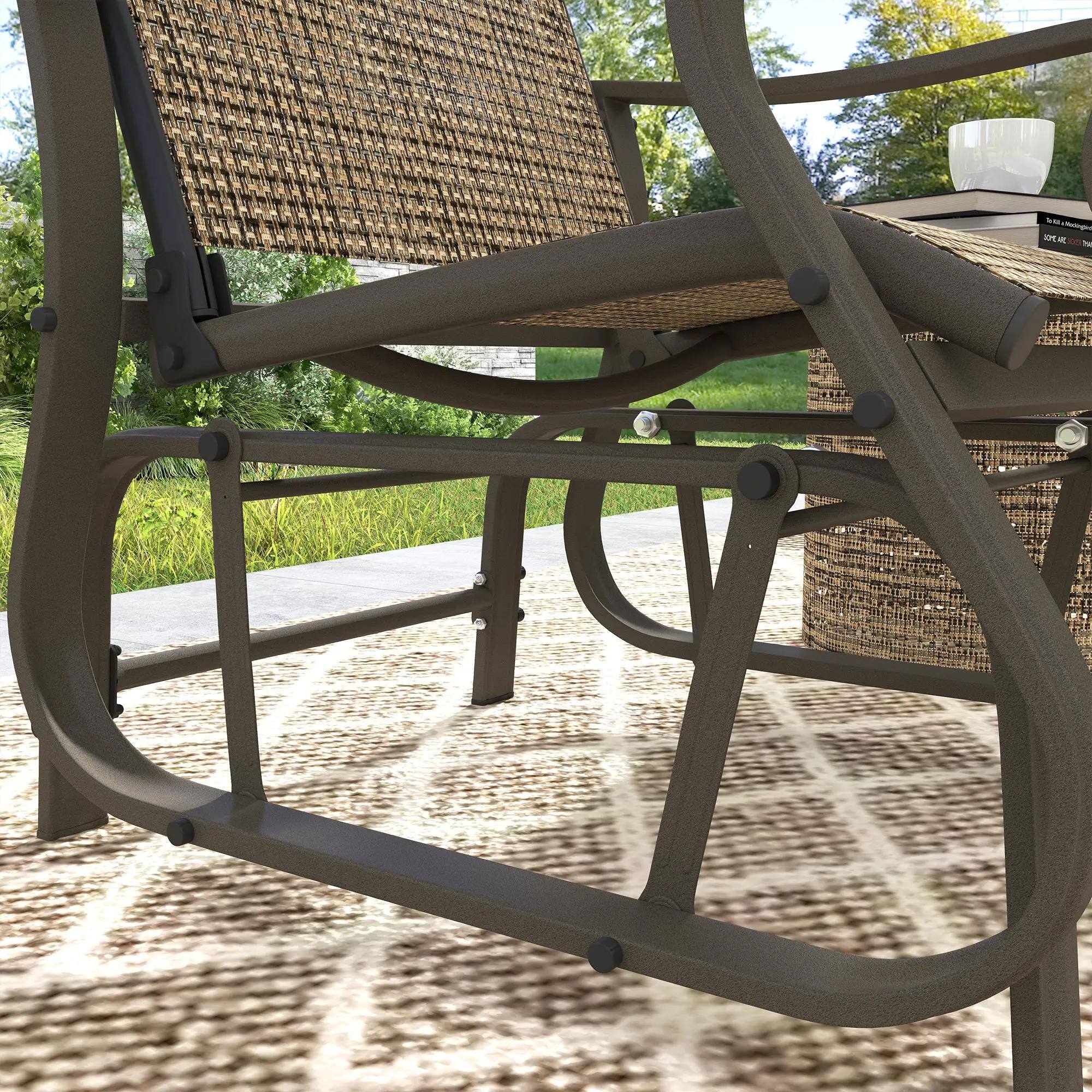 Alt View 1. Resenkos - Resenkos Mesh Swing Seat Glider, Steel Frame, Patio Chair, Garden Porch, Comfortable Relaxing ,Light Mixed Brown - Light Mixed Brown.