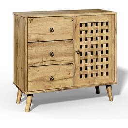RoyalCraft - Accent Storage Cabinet Sideboard Drawers Adjustable Shelves Natural - Brown