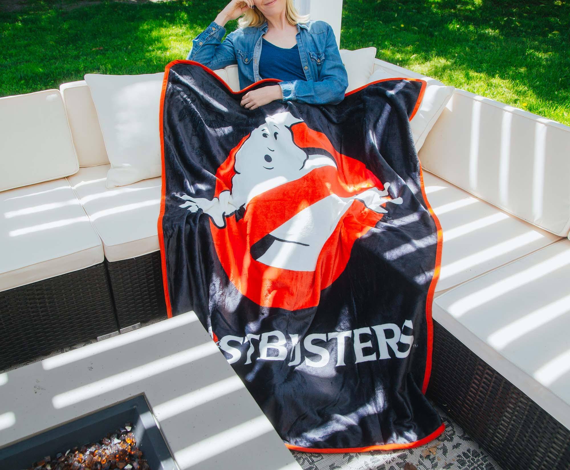 Alt View 3. Silver Buffalo - Ghostbusters Logo Raschel Throw Blanket | 45 x 60 Inches - Red.