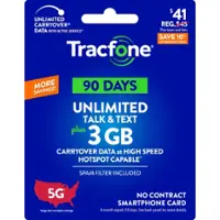 Tracfone - $41 Unlimited Talk & Text 3GB of Data 90-Day - Prepaid Plan [Digital] - Front_Zoom