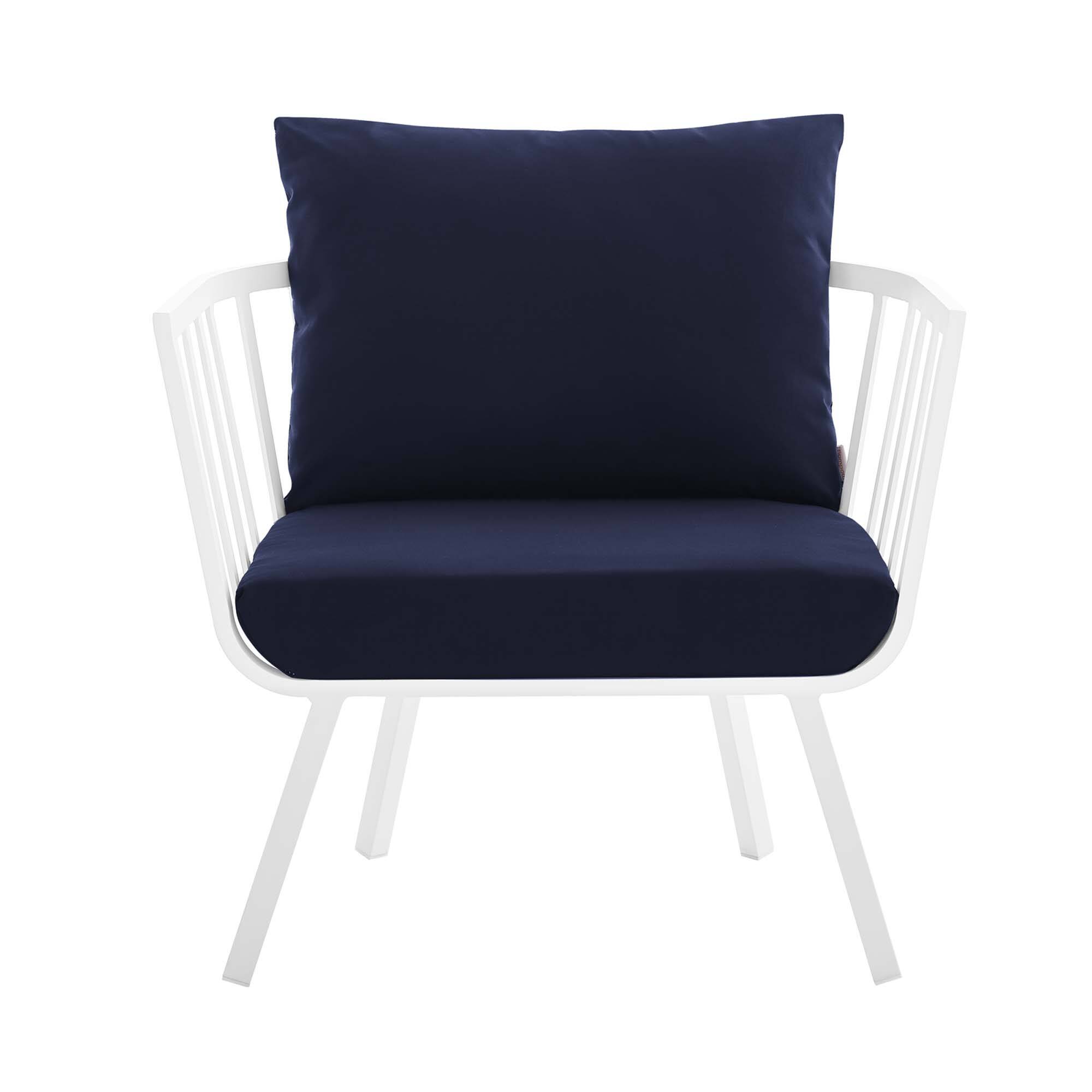 Alt View 2. Modway - Riverside Outdoor Patio Aluminum Armchair by Modway - White Navy.