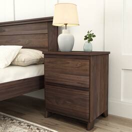 Plank+Beam - Farmhouse Nightstand with 2 Drawers - Barnwood Brown