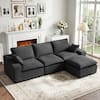 Front. Dyonery - Dyonery 3+1 piece 107-inch full sponge compressed velvet sofa in gray - Grey.