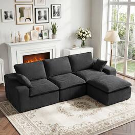 Dyonery - 3+1 piece 107-inch full sponge compressed velvet sofa in gray - Gray