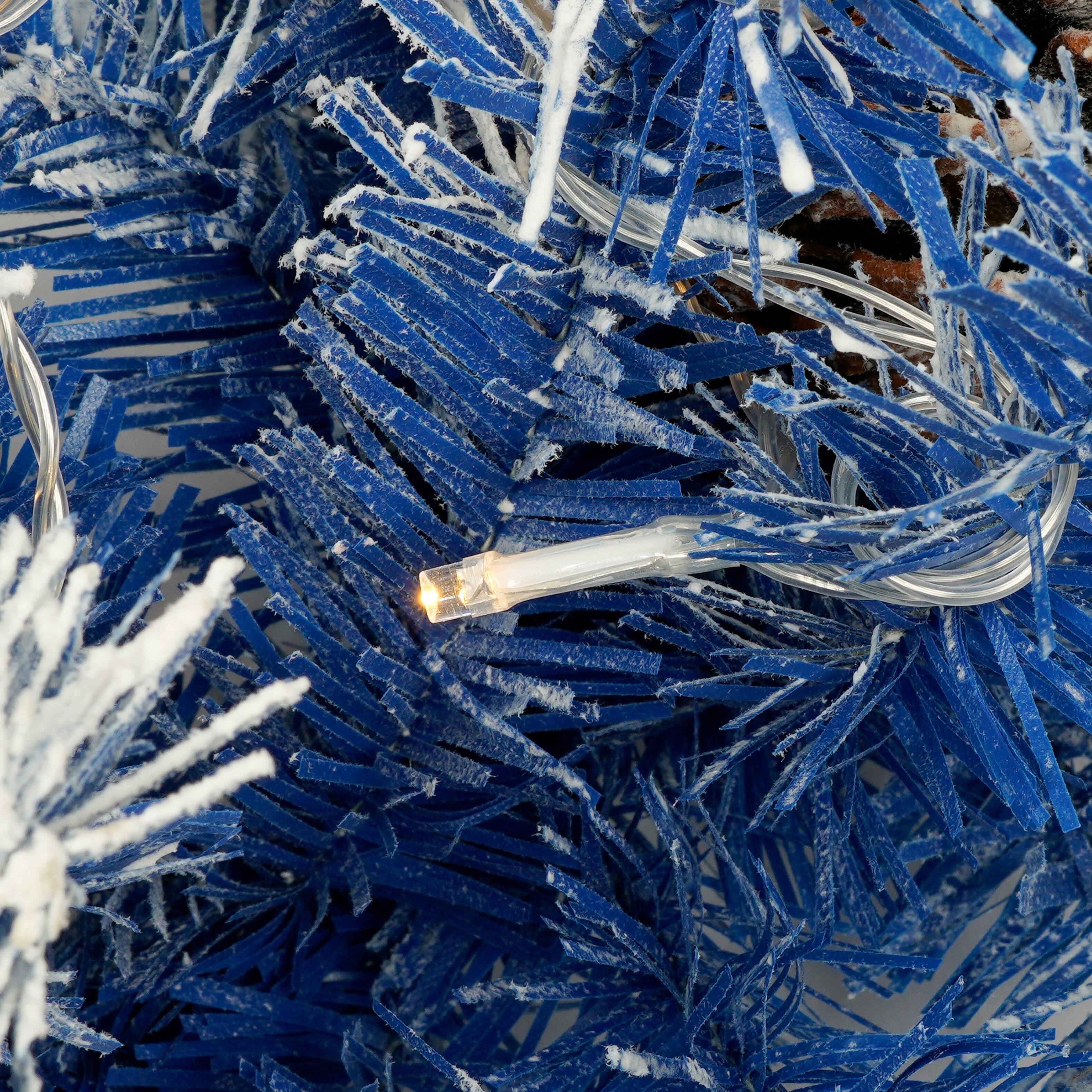 Alt View 10. Tiramisubest - Pre-lit Snow Flocked Artificial Christmas Tree 4-Piece Set,Garland,Wreath and Set of 2 Entrance Trees with LED Lights - Blue.