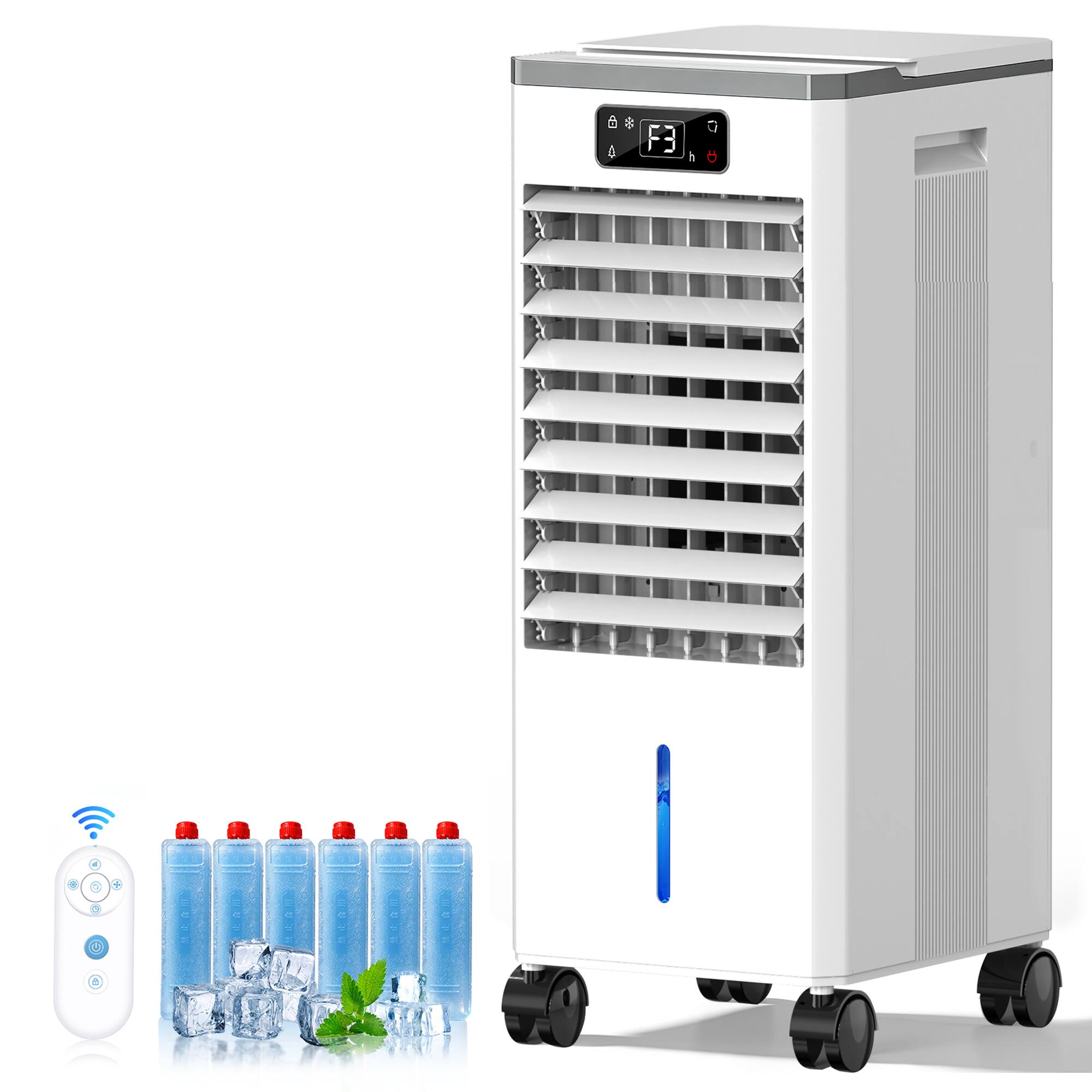Loheer - 7.5L Portable Air Cooler with Remote, 3-Speed 12H Timer - Gray