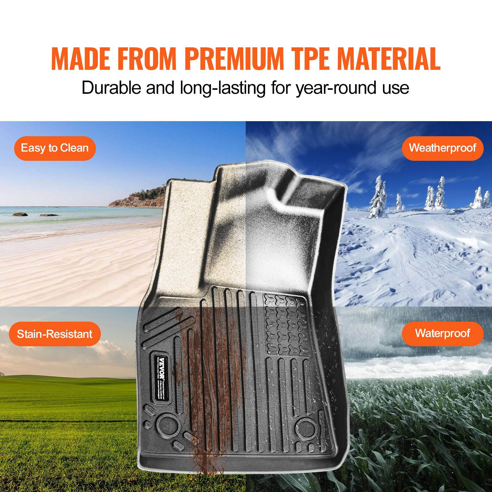 MADE FROM PREMIUM TPE MATERIAL  
Durable and long-lasting for year-round use  

- Easy to Clean  
- Stain-Resistant  
- Weatherproof  
- Waterproof