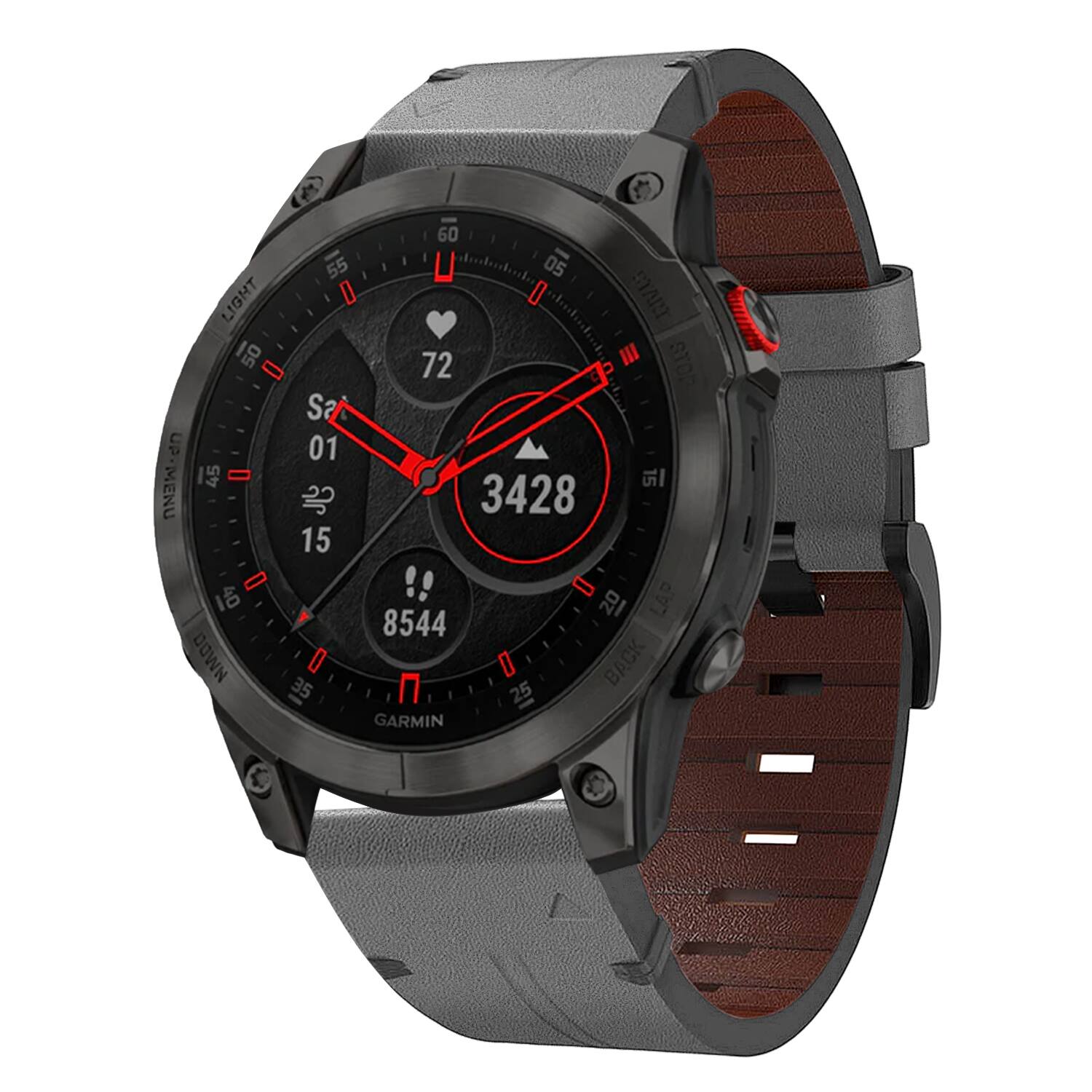 LIGHT  
MENU  
NMD0  
60 55 05  
D I  
START  
72 III  
STOP  
Sa 01  
1s 2  
3428  
15 20  
LAP  
8544  
O 0  
BACK  
35 25  
GARMIN