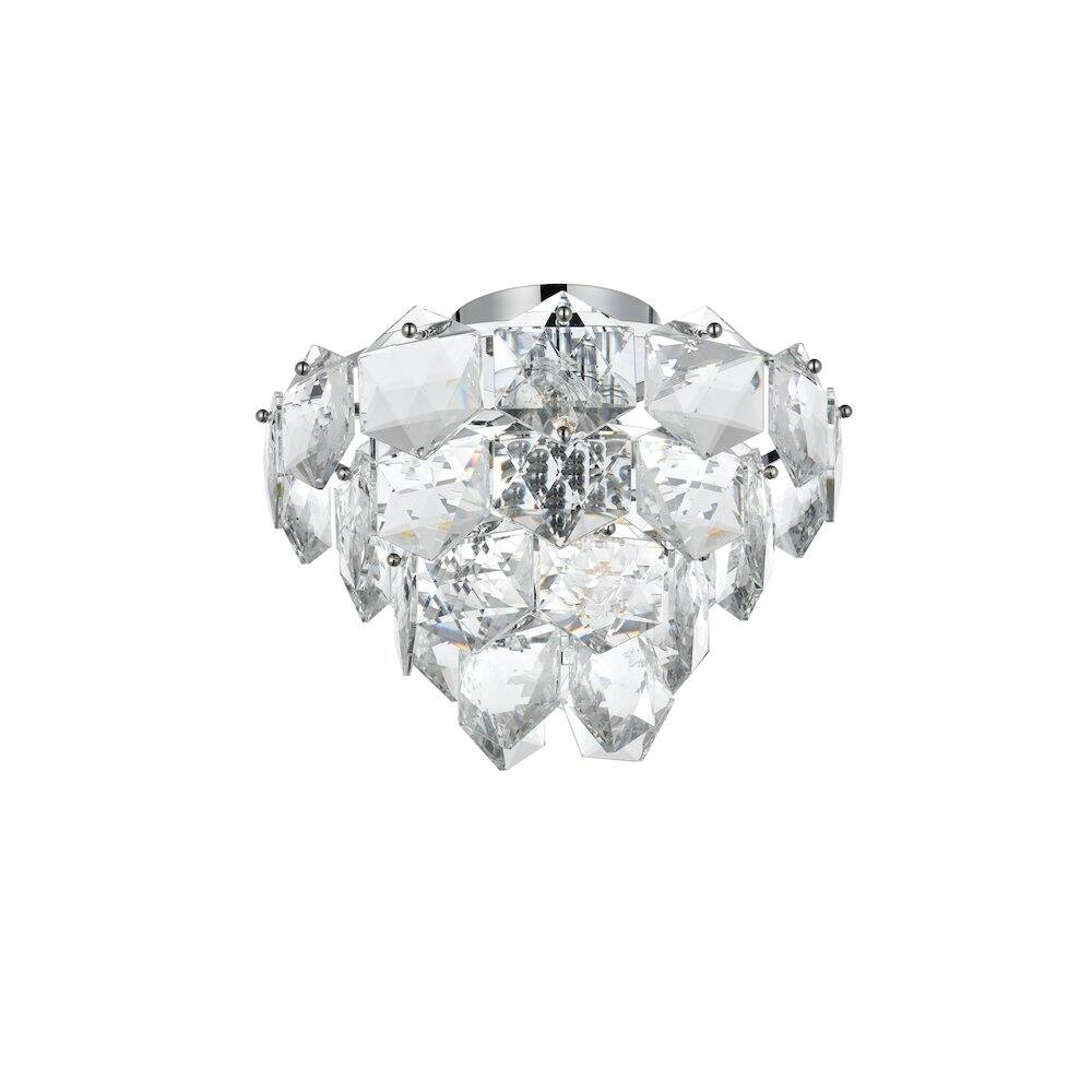 Angle. Elegant Lighting - Adaline 16 Inch Flush Mount Ceiling Light In Chrome - Chrome And Clear.
