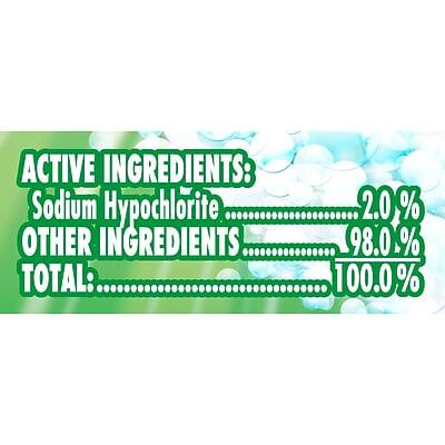 ACTIVE INGREDIENTS:  
Sodium Hypochlorite 2.0%  

OTHER INGREDIENTS 98.0%  

TOTAL: 100.0%