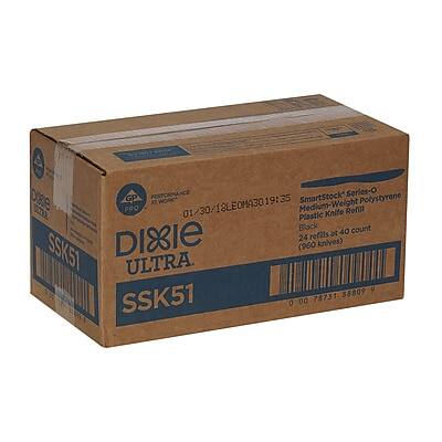 PERFORMANCE SmartStock Series-O Doe GP WORK Polystyrene STA PRO 01/30/18 LE0MA3019:35 8LEOMA30 Medium-Weight Knife Refill Plastic Black 40 count refills at DIBIE 24 (960 knives) SSK51 ULTRA 88809 9 SSK51 00 78731 0

Corrected and grouped text:

- **Product Name:** SmartStock Series-O
- **Type:** Medium-Weight Knife Refill
- **Material:** Polystyrene
- **Color:** Black
- **Count:** 40 count refills
- **Total Knives:** 960 knives
- **Packaging:** 24 (960 knives)
- **Model Number:** SSK51
- **Barcode:** 00 78731 0
- **Date:** 01/30/18
- **Lot Number:** LE0MA3019:35
- **Other Codes:** 8LEOMA30, 88809