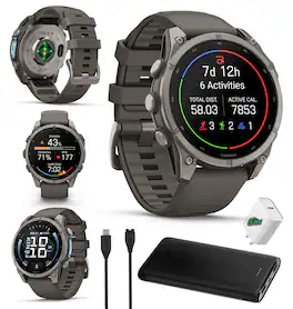 Garmin - Fenix 9 47mm Titanium Multisport GPS Smartwatch Pebble Gray Bundle - Titanium with Pebble Gray - (2025)