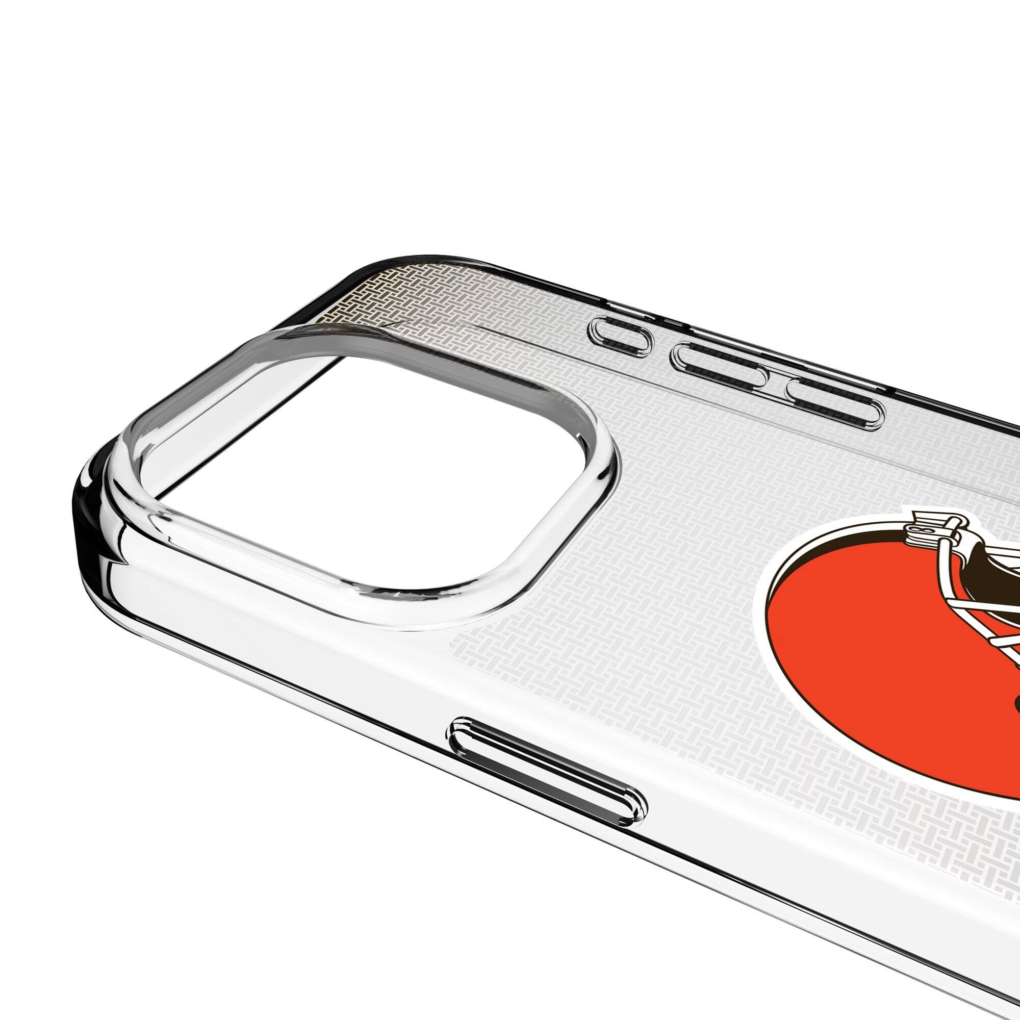 Alt View 2. Keyscaper - Cleveland Browns Linen Logo iPhone Clear Case - 16e - Multicolor.