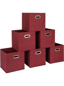 Live At Space - 80 - 1 Foldable Fabric Storage Bins Set of 6 Cubby Cubes With Handles Black