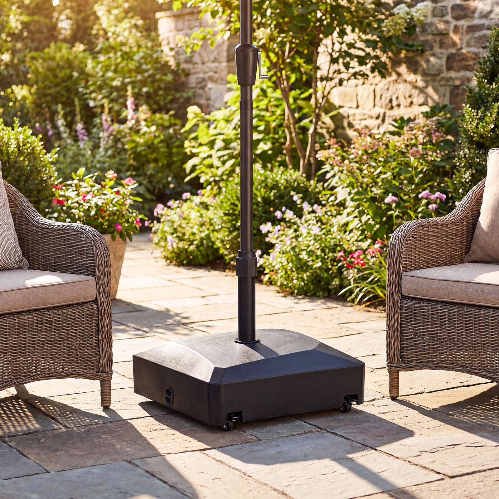 Alt View 3. Costway - Costway 176 LBS Mobile Fillable Patio Umbrella Base with 4 Wheels 2 Locks for 1.4-1.9" Pole - Black.