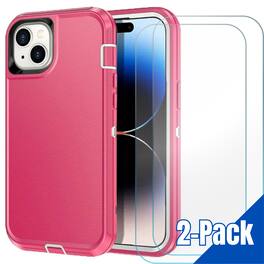 Entronix - iPhone 13 Mini Bundle - Heavy-Duty Case with 2 Clear Screen Protectors - Hot Pink