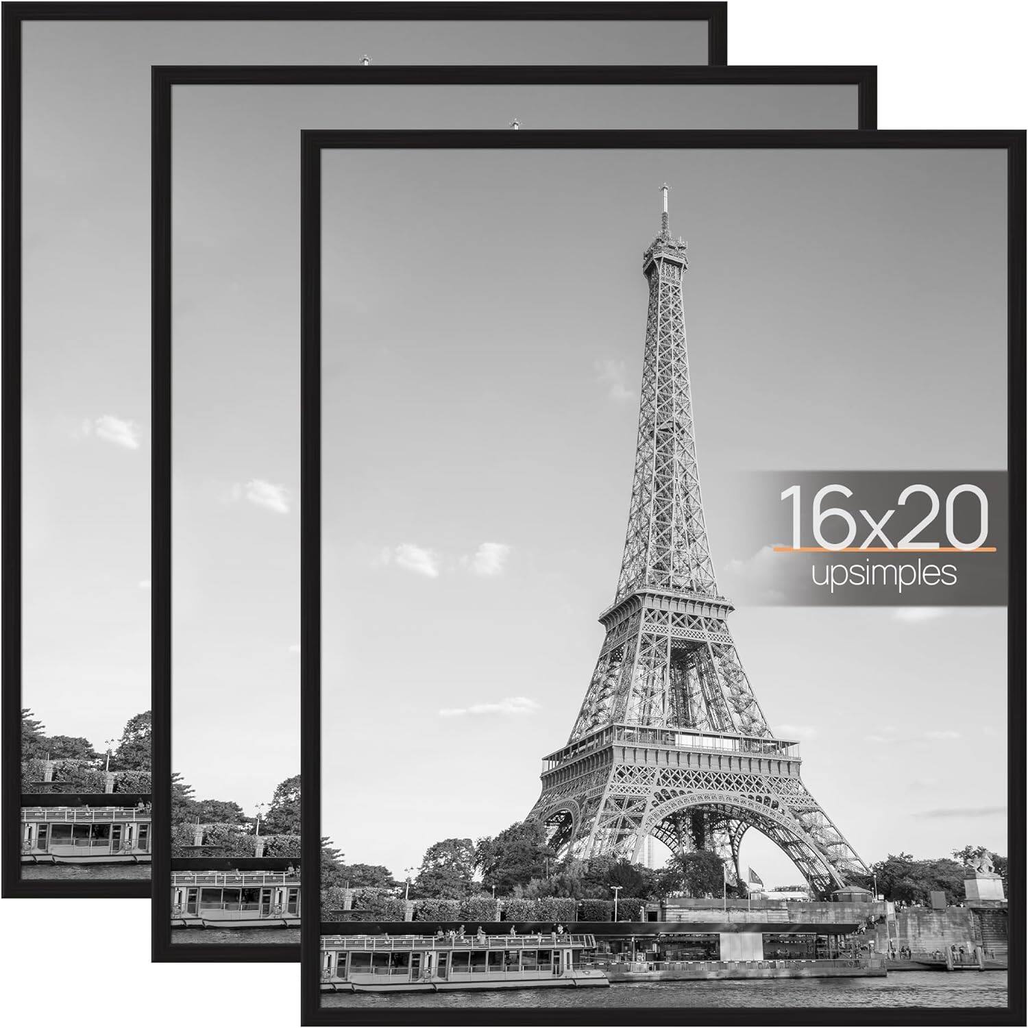 blue upsimples 16x24 Picture Frame Black 3 Pack, Scratch Proof Poster ...