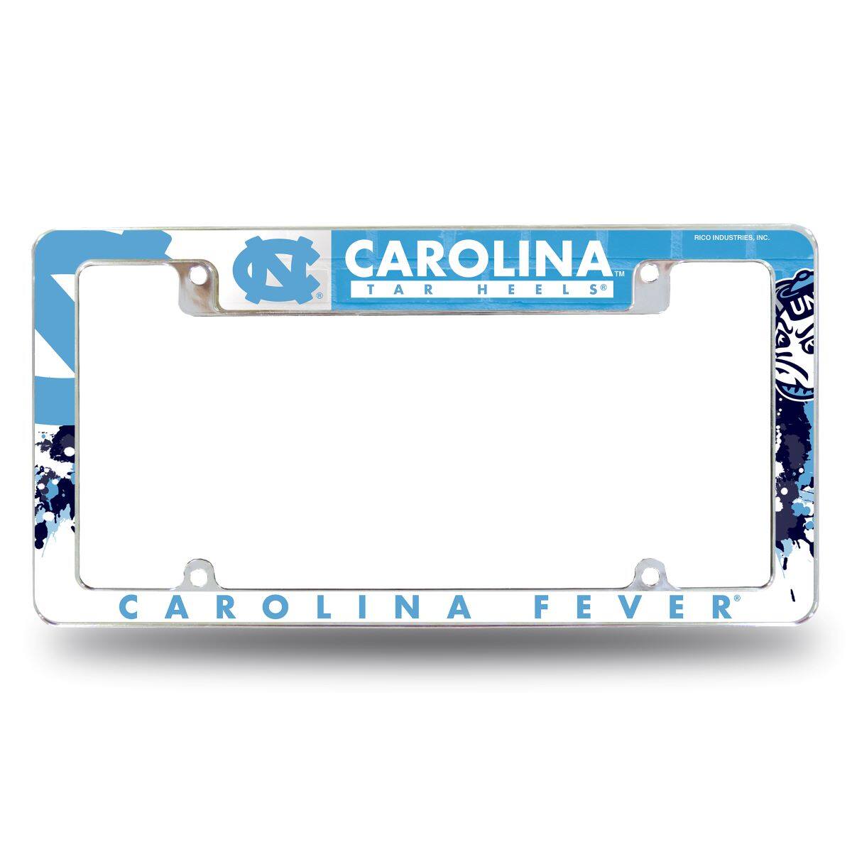 North Carolina Tar Heels Chrome Metal License Plate Frame with Bold Full Frame Design