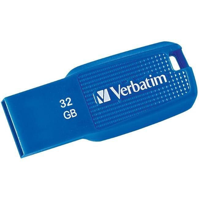 Front. Verbatim - Verbatim 32GB Ergo USB 3.0 Flash Drive - Blue - The Verbatim Ergo USB drive features an ergonomic design for in-hand - Blue.