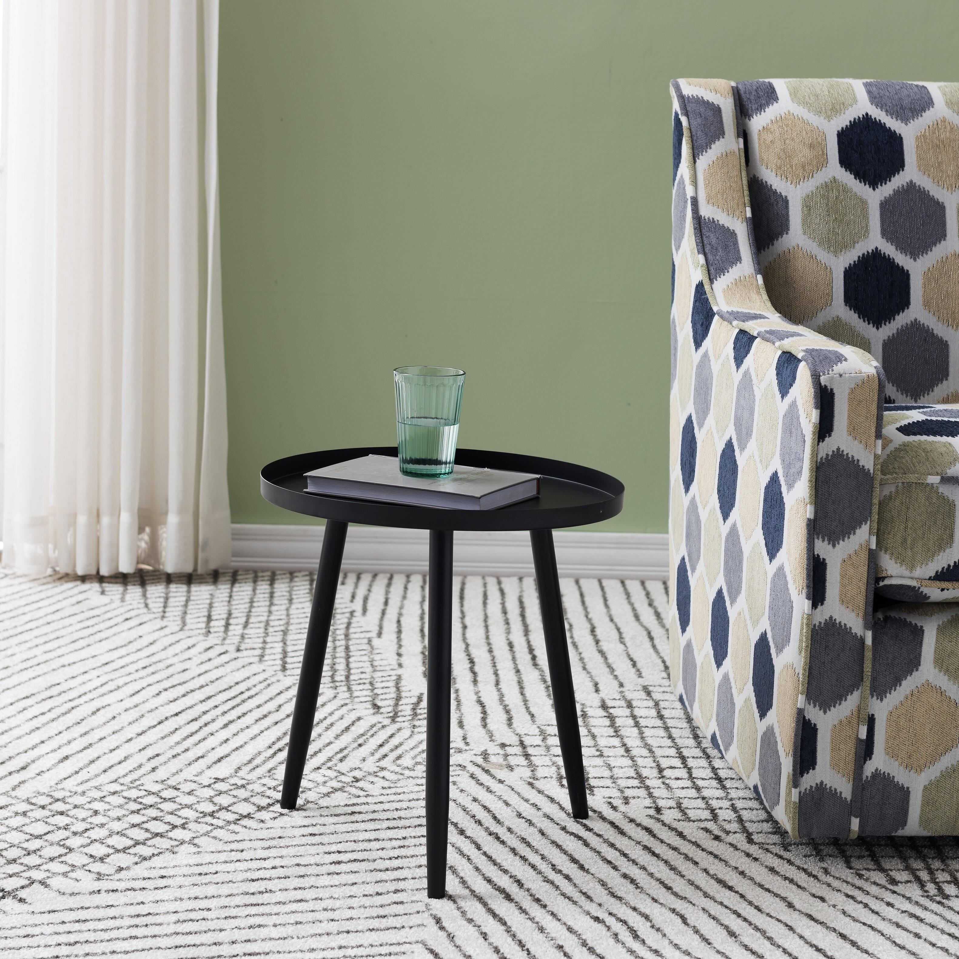 Kings Brand Furniture - Round Metal Side End Table, Nightstand Accent Table, Pedestal Plant Stand for Bedroom Living Room - White