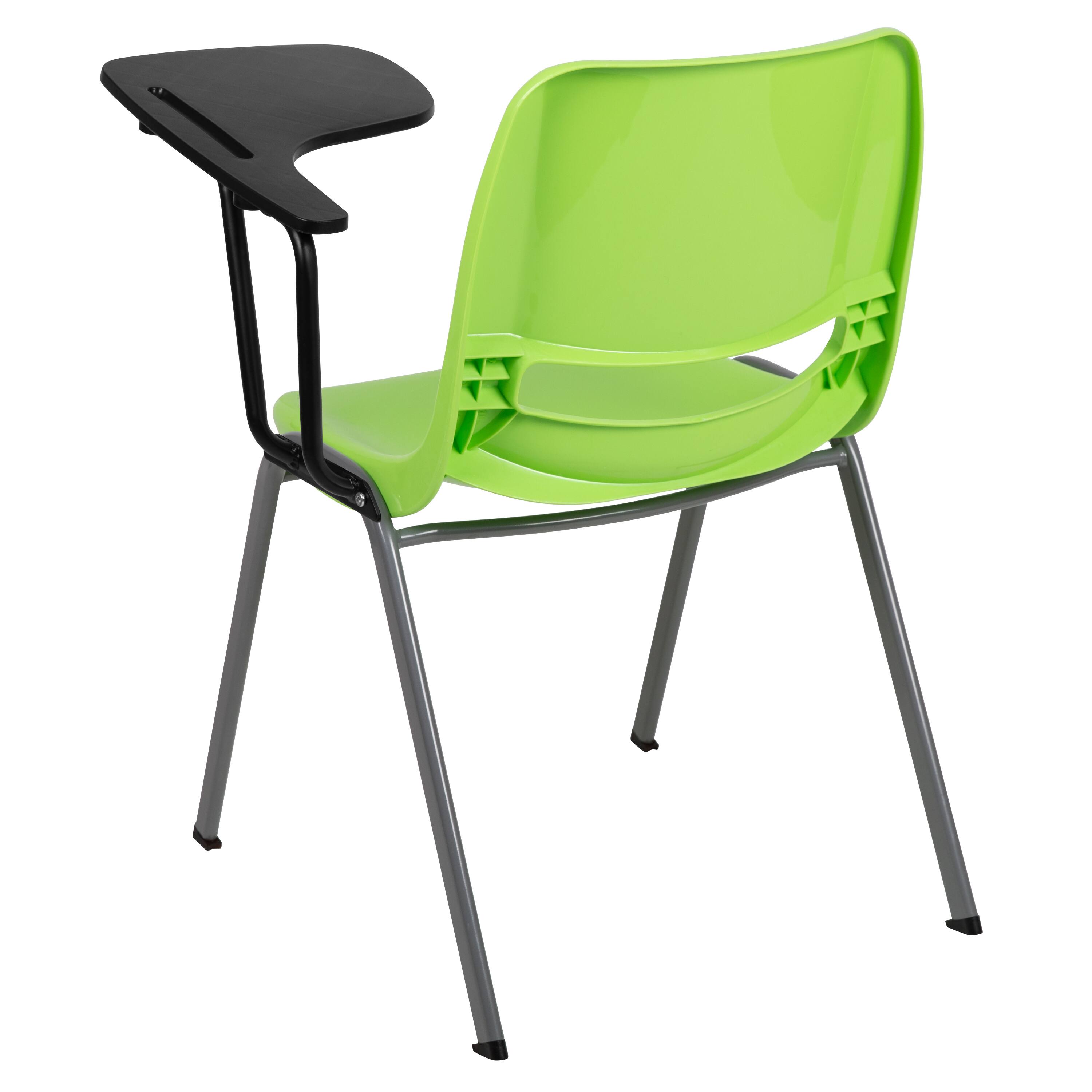 Alt View 5. Emma + Oliver - Ergonomic Shell Chair with Left Handed Flip-Up Tablet - Tablet Arm Desk - Green.