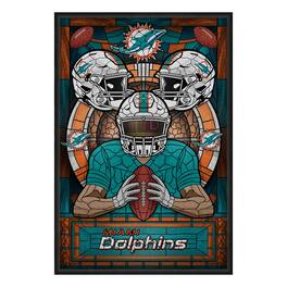 Sporticulture - Miami Dolphins Framed Stained Glass Art Print - Blue