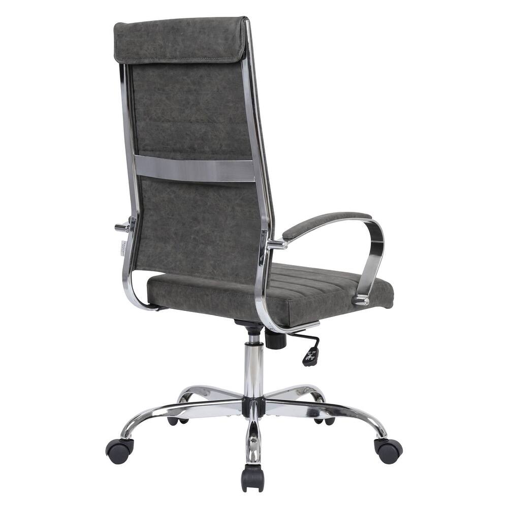 Alt View 4. LeisureMod - Benmar High Back Leather Office Chair with Adjustable Height, Swivel Base, Ergonomic Design Modern Conference Chair - Charcoal.