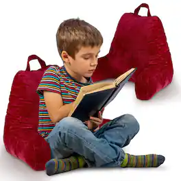 Cheer Collection - Kids Size Reading Pillow with Arms for Sitting Up in Bed - Maroon