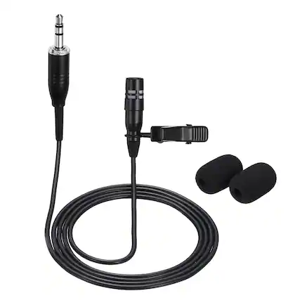 Front. Unique Bargains - Lavalier Lapel Microphone Standard 3.5mm TRS Plug Condenser Collar Mic 1m Wired Unidirectional for Presenters - Black.