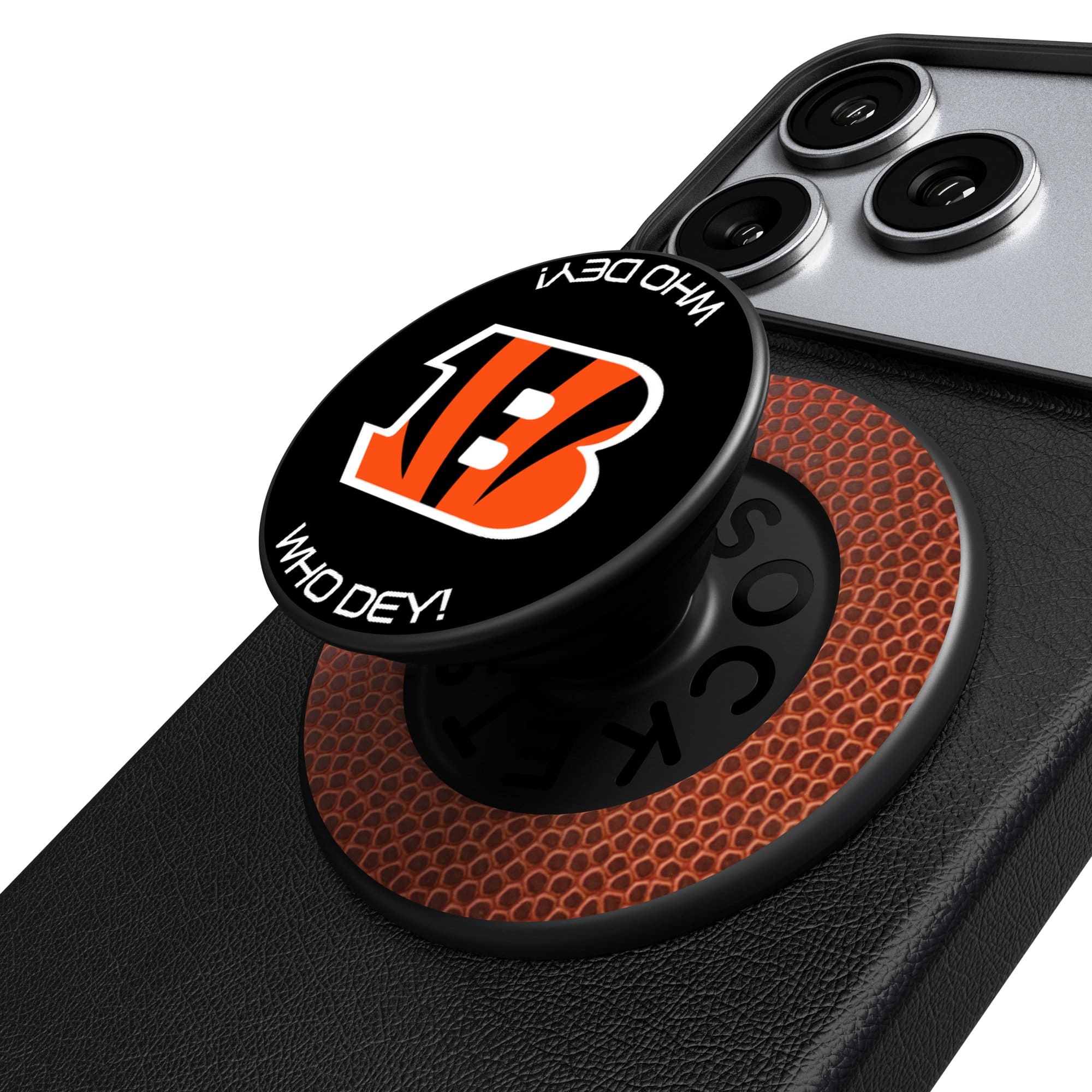 Keyscaper - Cincinnati Bengals Endzone Solid PopSockets Magnetic Phone Grip & Stand - No Size - Black