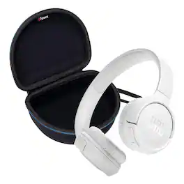 JBL - Tune 520BT Wireless On Ear Bluetooth Headphone Bundle with gSport Case (Black) - White