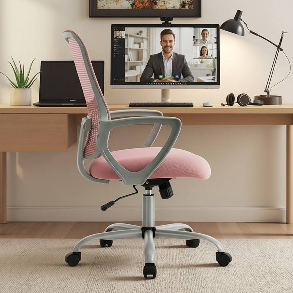 Alt View 4. AOITUN - Executive Office Chair for Long Work Hours, Ergonomic Comfort for Dorm, Works Well with Twin XL Memory Foam Setup - Pink.