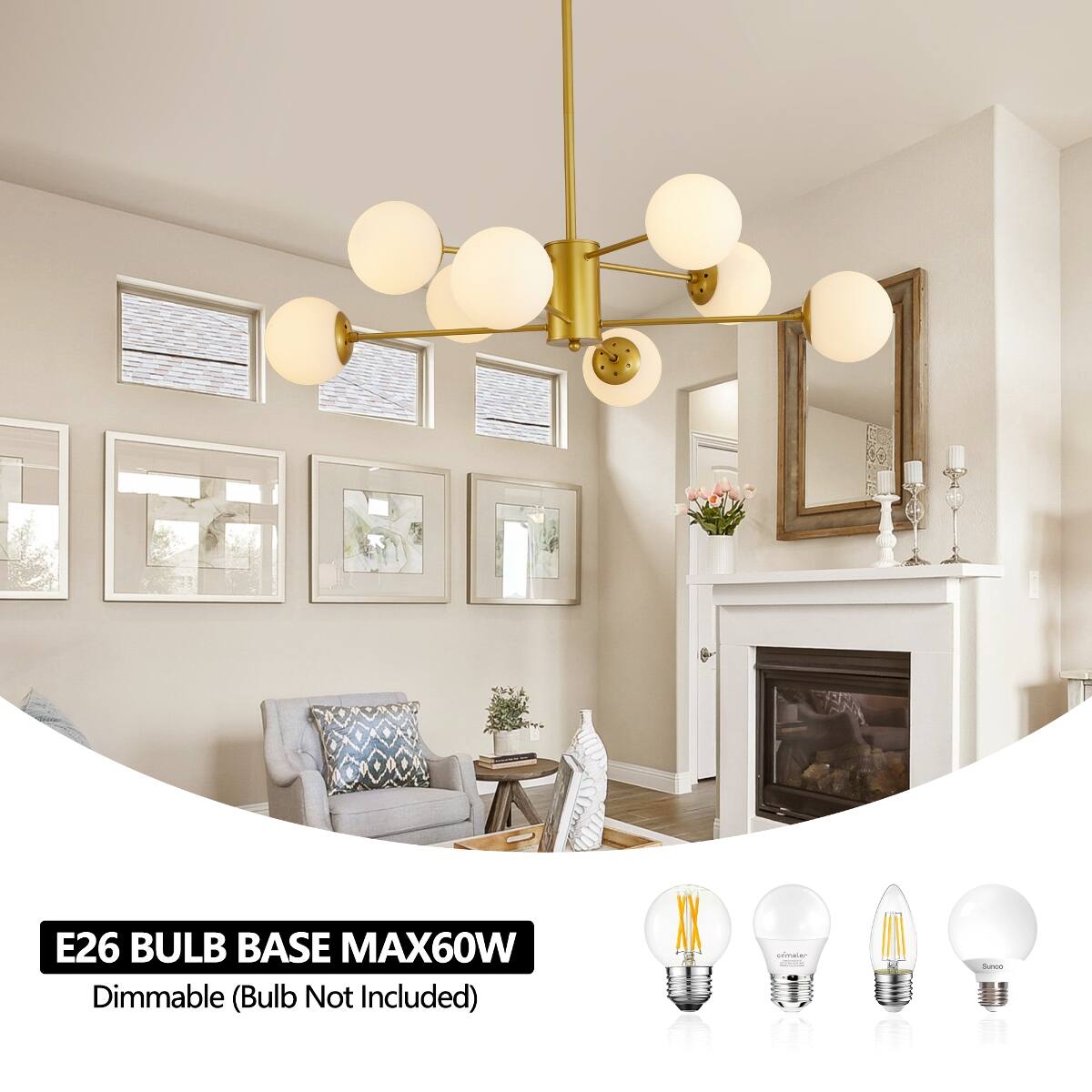 E26 BULB BASE MAX60W Dimmable (Bulb Not Included)