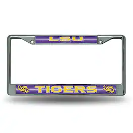 Rico Industries - LSU Tigers Sparkly Glitter Bling Look Chrome License Plate Frame - Multi