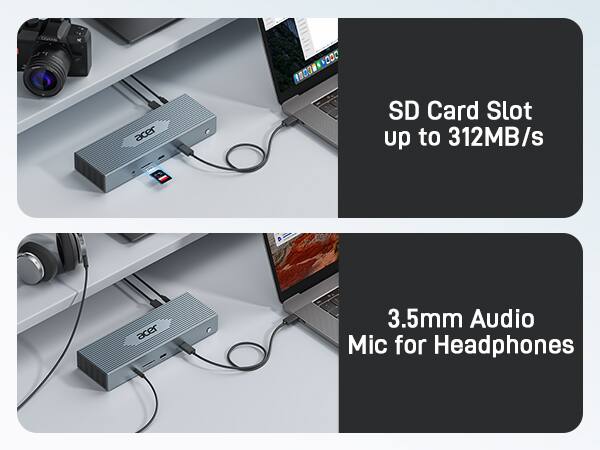 - SD Card Slot up to 312MB/s
- 3.5mm Audio Mic for Headphones