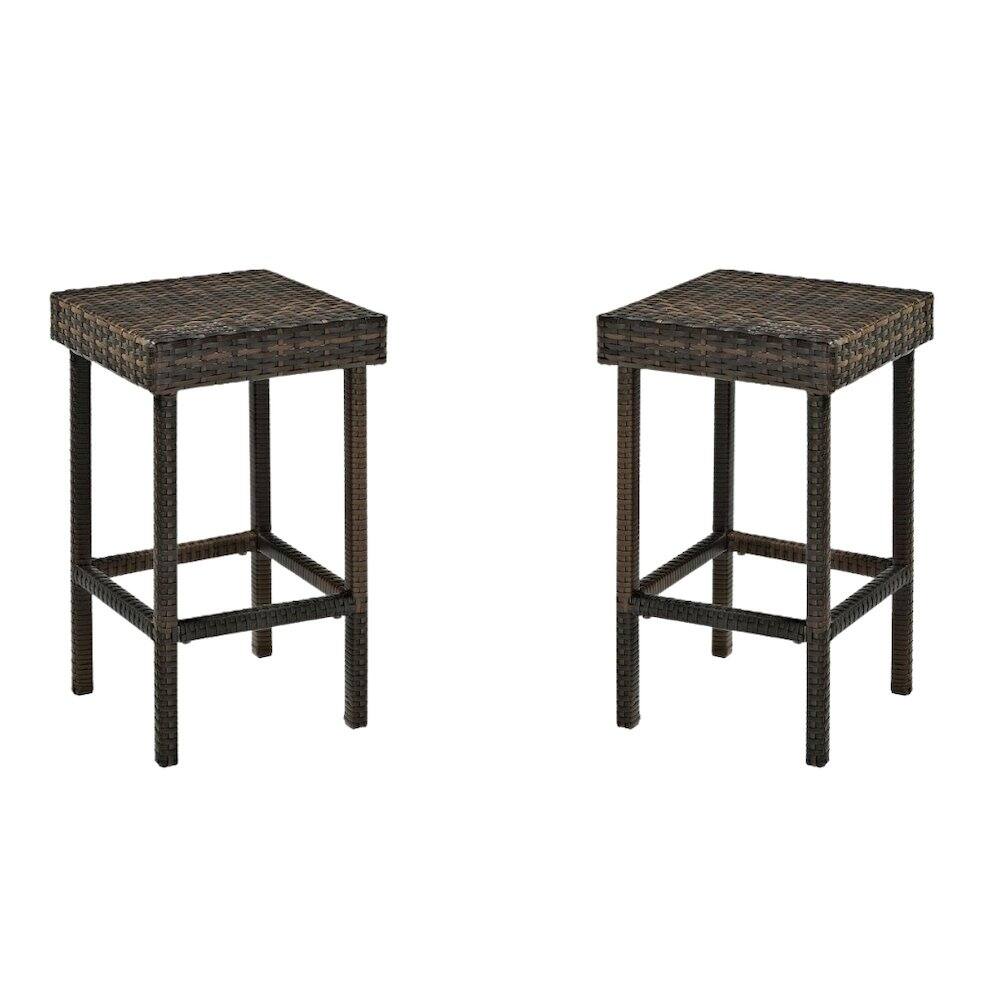 Alt View 1. Outdoor Escape - Brown Wicker Bar Stools Set of 2 for Patio - Brown.